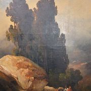 The convoy at the foot of the rocks, 1800s, oil on canvas.