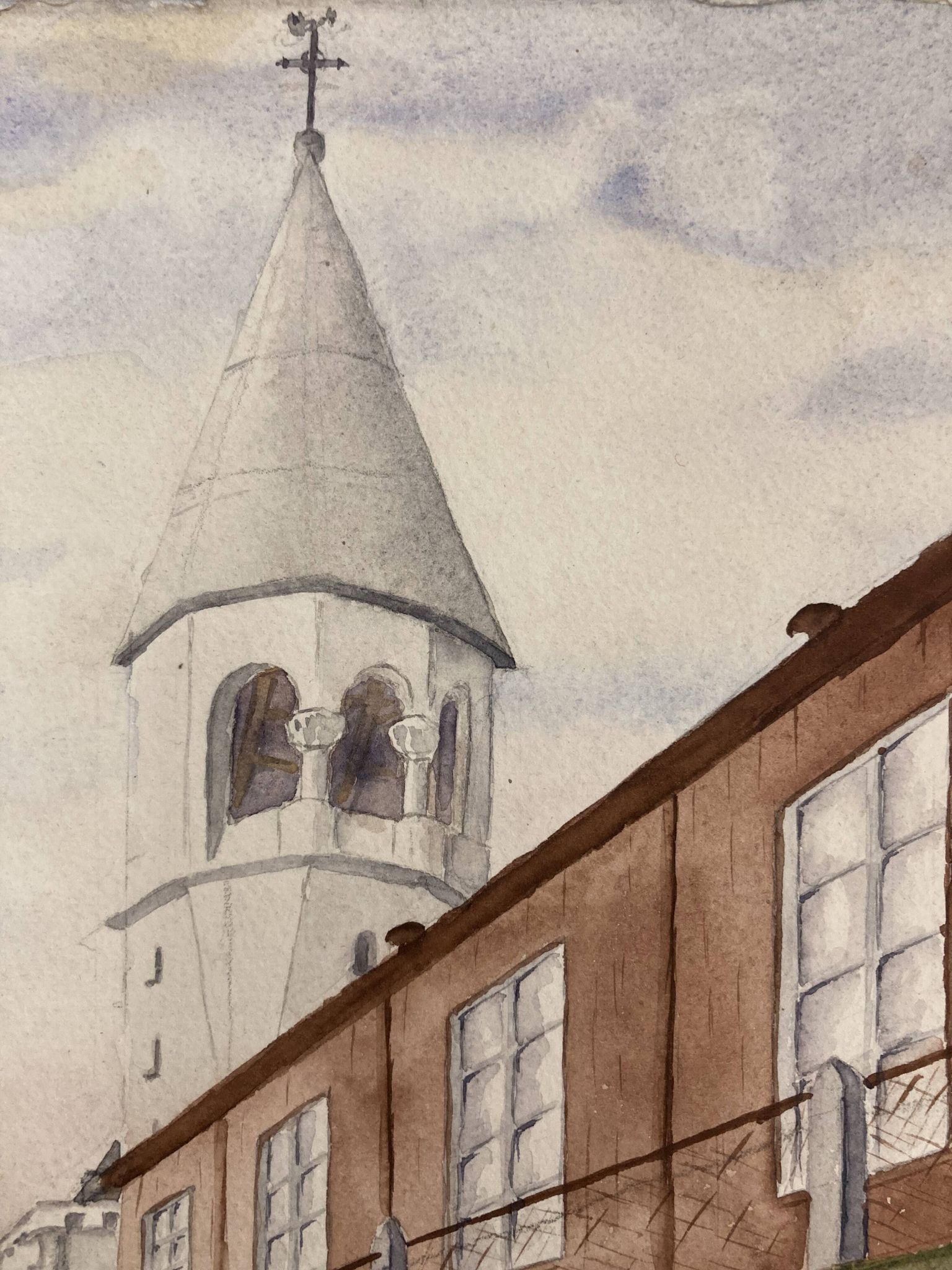 Our Lady of Hope, signed vintage watercolor