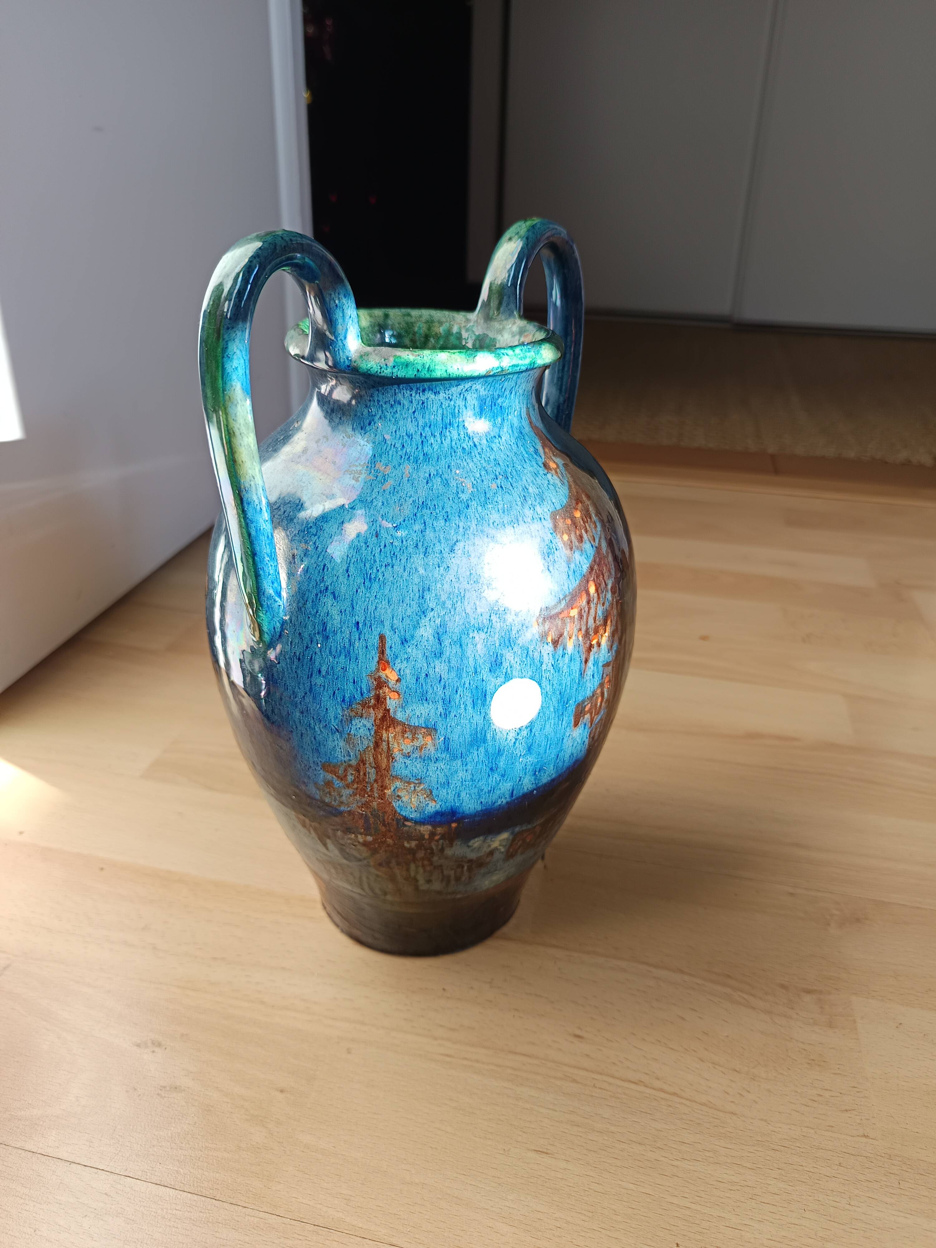 glazed ceramic vase 1920 signed François Sicard Vallauris
