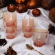 6 pink glass water glasses