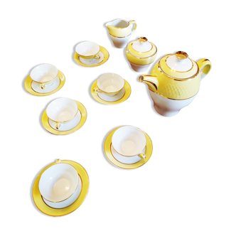 Service à café ou thé en porcelaine année 60-70 jaune