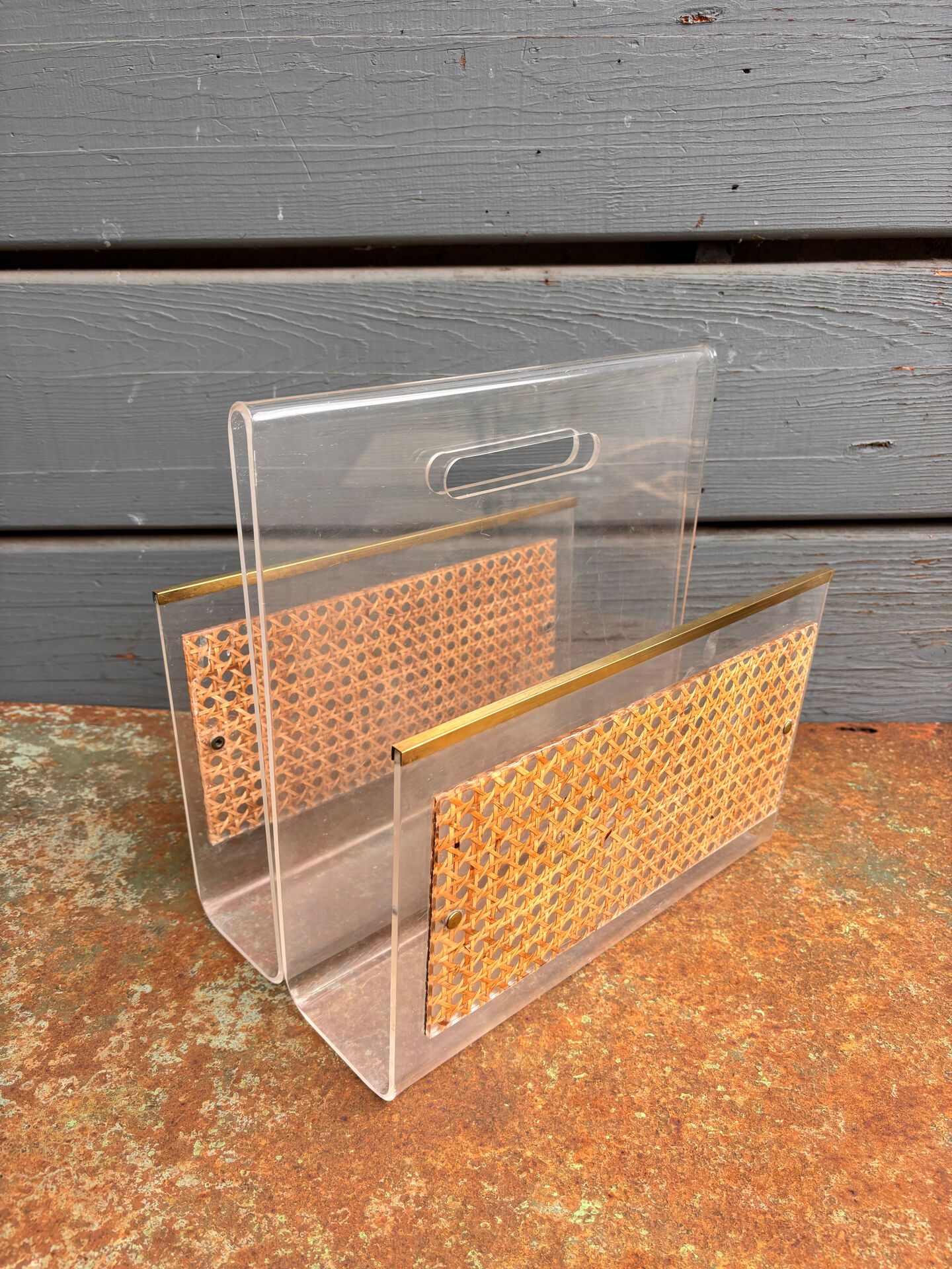 Vintage 70s magazine rack in plexiglass. Home Dior