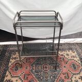 Dessert on wheels with removable tray in chrome metal and smoked glass