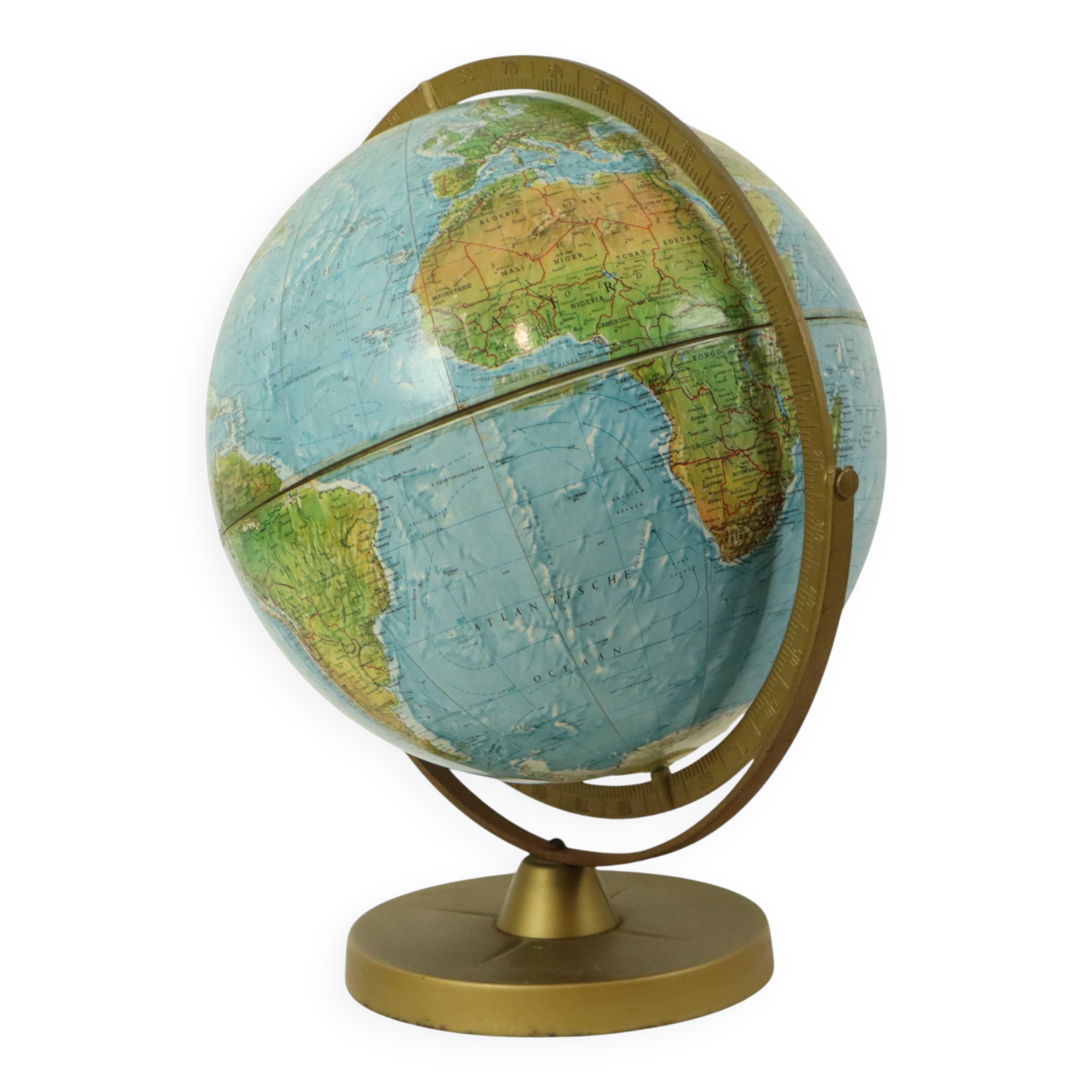 Vintage World Globe Gyroscopic Globe With Relief 1960s