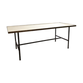 Table basse moderniste en verre et laiton, 1960