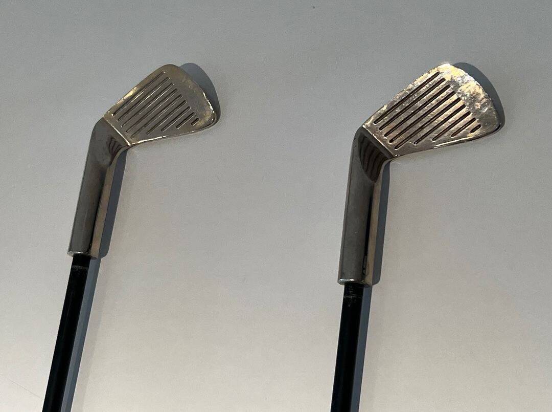 Fire Necessary Golf Model in Black Lacquered Metal and Chrome Golf Clubs