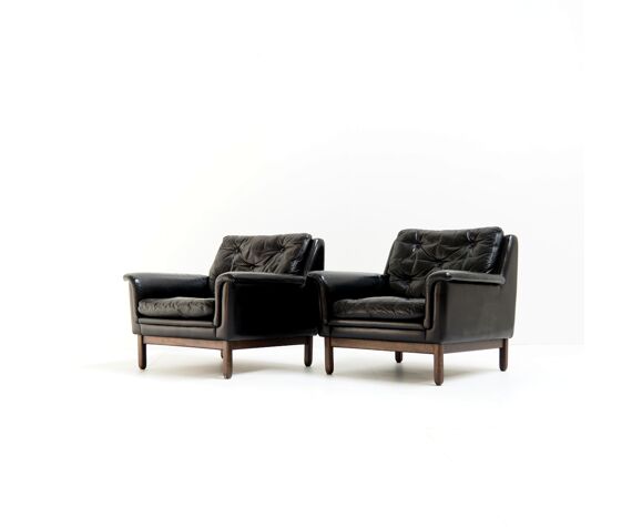 Set of leather armchairs 1960