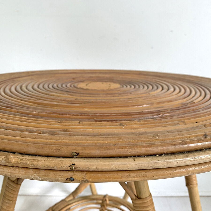 Table d'appoint en rotin vintage 1960