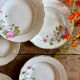 Set of 6 vintage deep plates, Anemone pattern from Digoin Sarreguem.