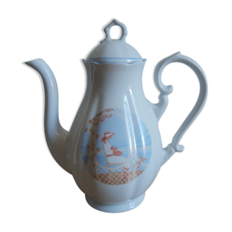 Théière carafe en porcelaine motifs art déco Pago vintage