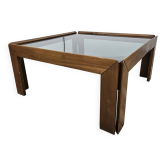 1960s coffee table by Afra and Tobia Scarpa for Cassina with smoked glass