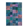 Tapis anatolien noué à la main 202 cm x 300 cm patchwork bleu