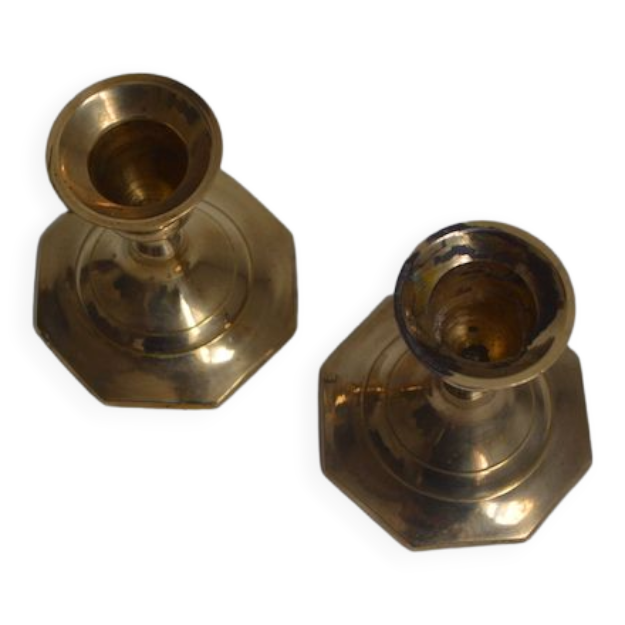 Pair of brass candle holders