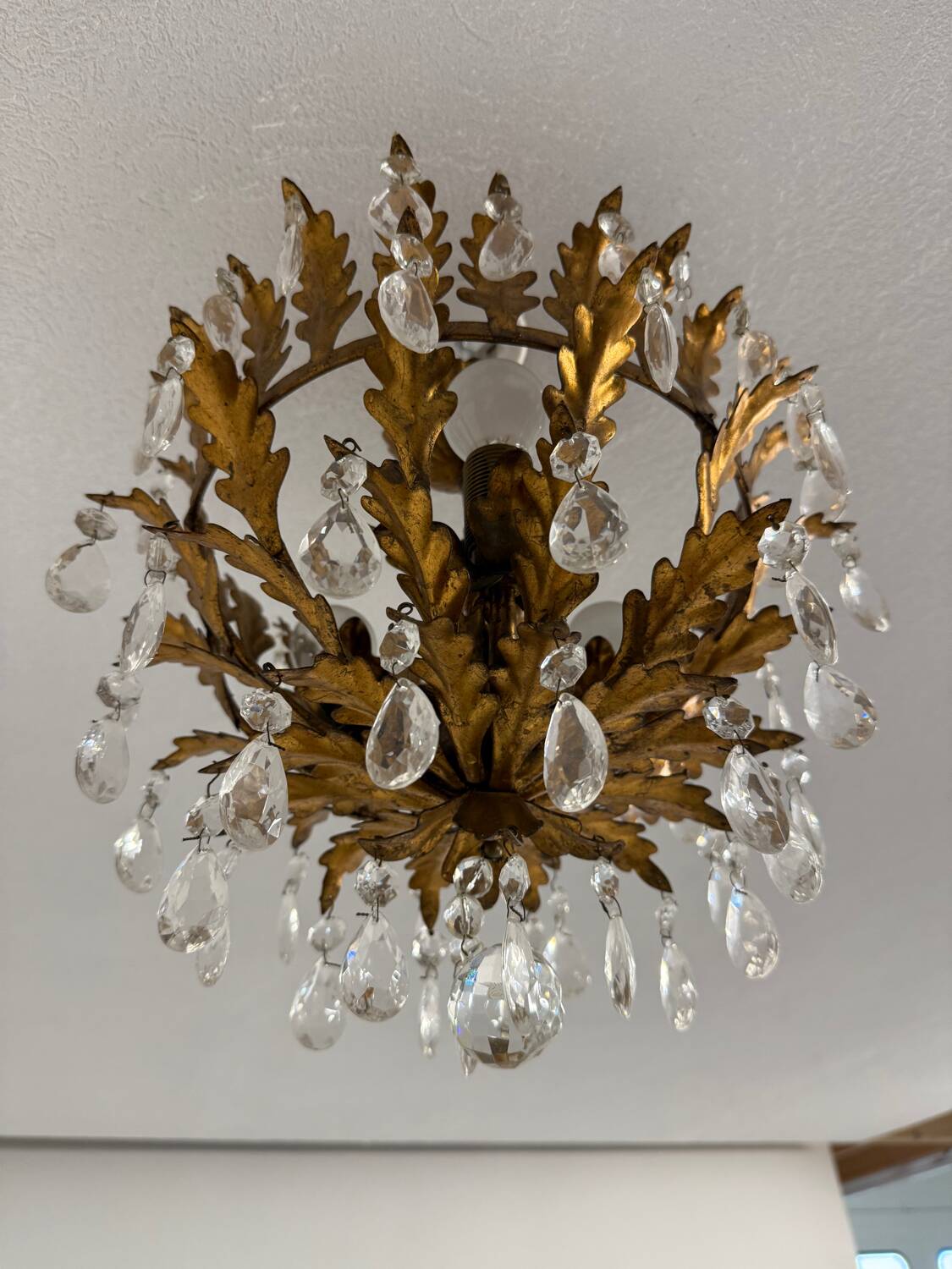 Antique chandelier with brass tassels, Banci design, Florence, Italy, 1950s