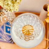 Old globe table lamp bi-color Murano Mazzega in white and orange blown glass