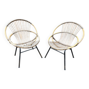 2 fauteuil corbeille - rotin