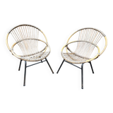 2 Rattan basket armchairs