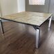 Vintage, Modernist Mid Century steel and slate stone coffee table, 1950s
