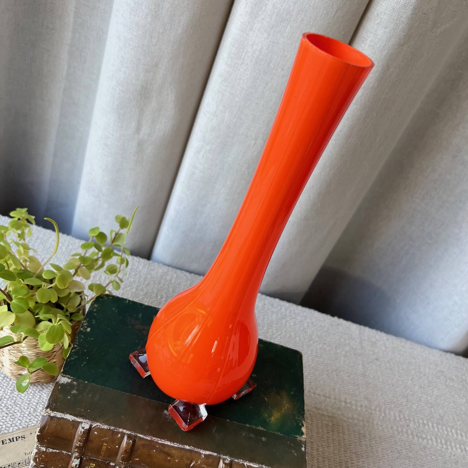 Orange opaline soliflore vase