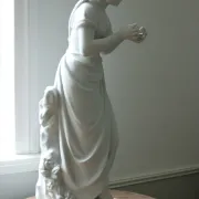 Nicolas Lecorney – Girl picking a daisy, biscuit porcelain, late 19th c.