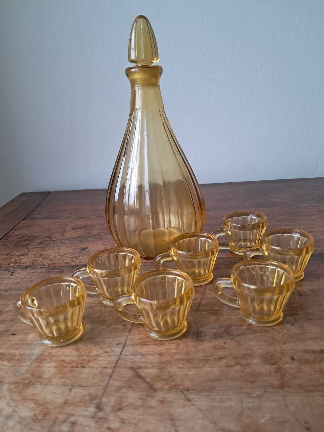 Yellow glass liqueur set, 1960s