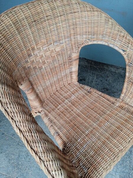 Pair of vintage rattan armchairs