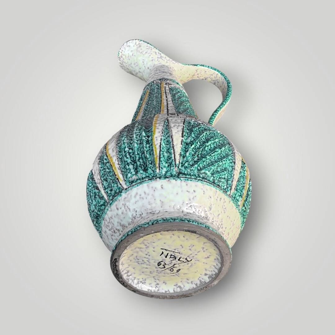 Pichet/vase vintage en céramique émaillée – estampillé Italy 63/69