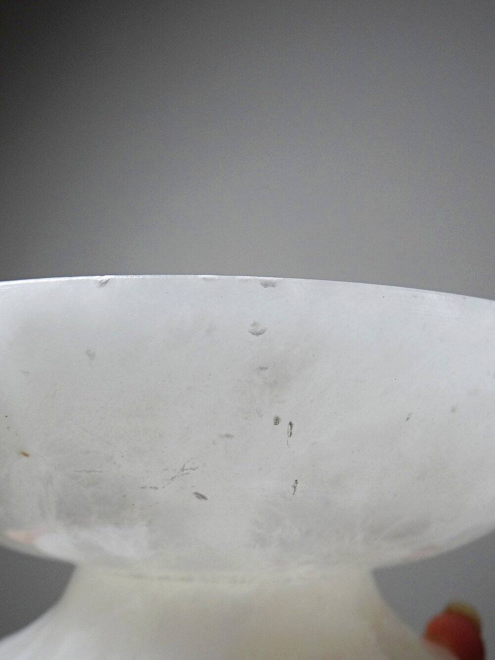 Coupe ou vide-poche vintage en albâtre blanc, Italie années 60-70