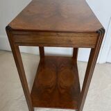 Walnut veneer pedestal table.