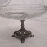 Compotier on foot of early twentieth in glass and metal
