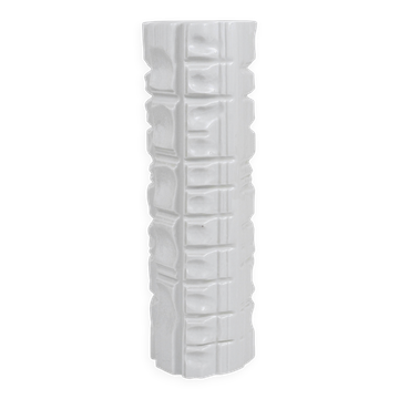 Large White Relief Op Art Porcelain Vase Rosenthal Germany, 1960s