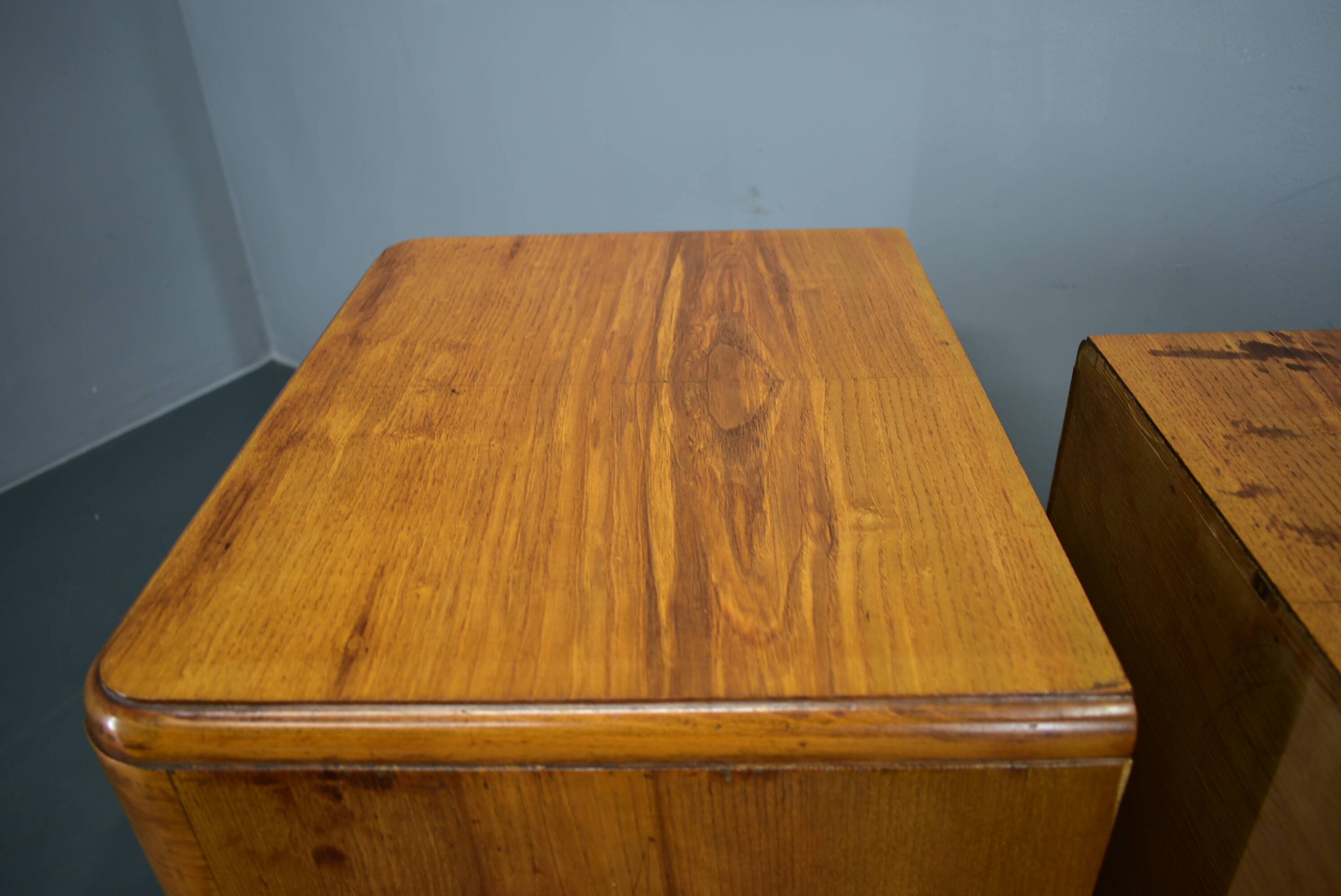 1940s pair of Art Deco bedside tables, Czechoslovakia