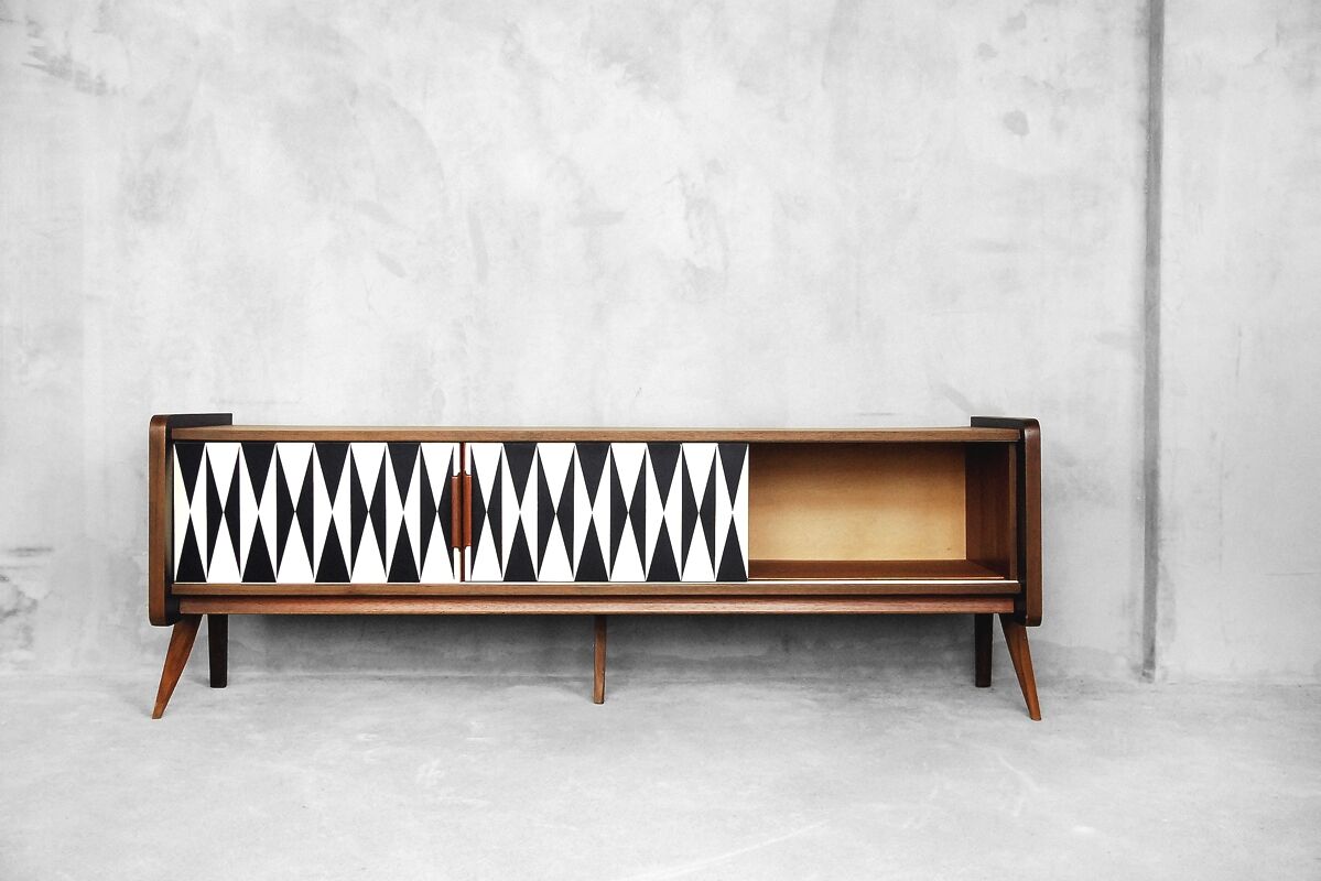 Norwegian teak vintage sideboard with pattern 1960 s