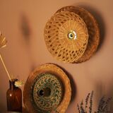 Beige wicker wall lamp - unique piece