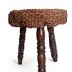 Rustic French Wood & Natural Fiber Stool/ Accent Table, Audoux-Minet Style