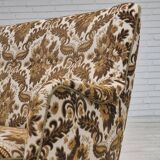 1960s, Danish 2-seater sofa, brown/beige furniture fabric, ash wood legs.