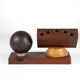 Vintage pen holder, wood paper press and metal ball