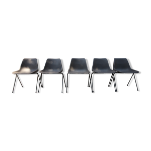 Lot de 5 chaises en plastique - gris