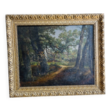 Oil painting on canvas path in the woods
