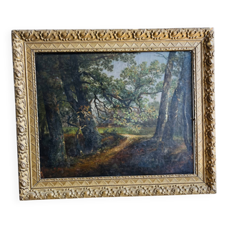 Oil painting on canvas path in the woods