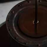 Industrial copper chandelier with patina France 1960