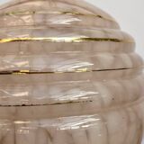 Vintage globe table lamp in pink Clichy glass