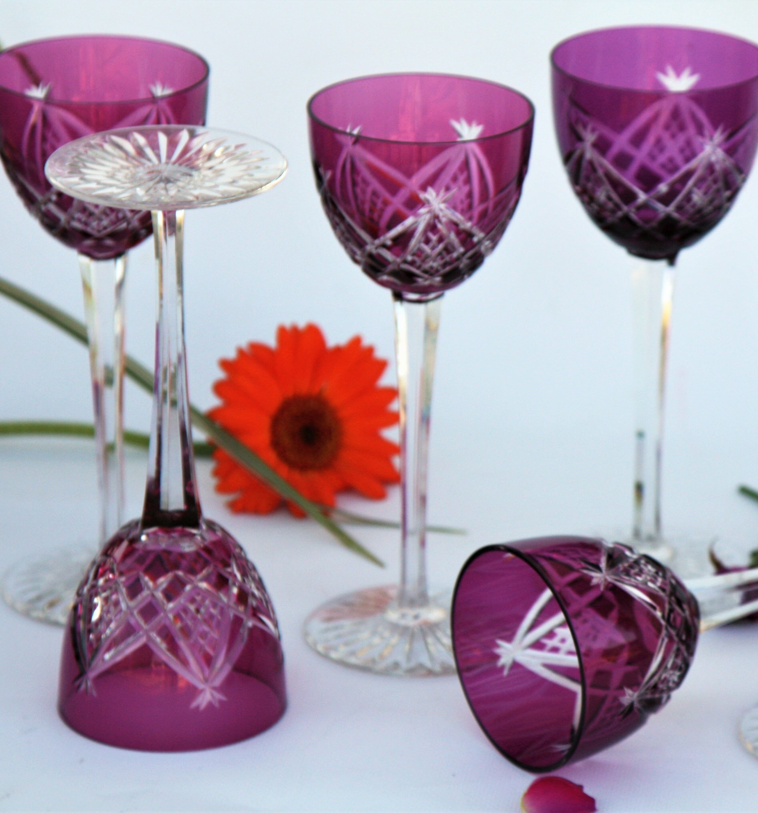 Series of 5 glasses wine from the Rhine Roemer Baccarat Crystal model S1132