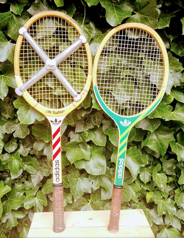 Pair of vintage Adidas Ilie Nastase & Junior tennis rackets