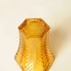 Vintage Art Deco vase in amber yellow cut glass with geometric design.