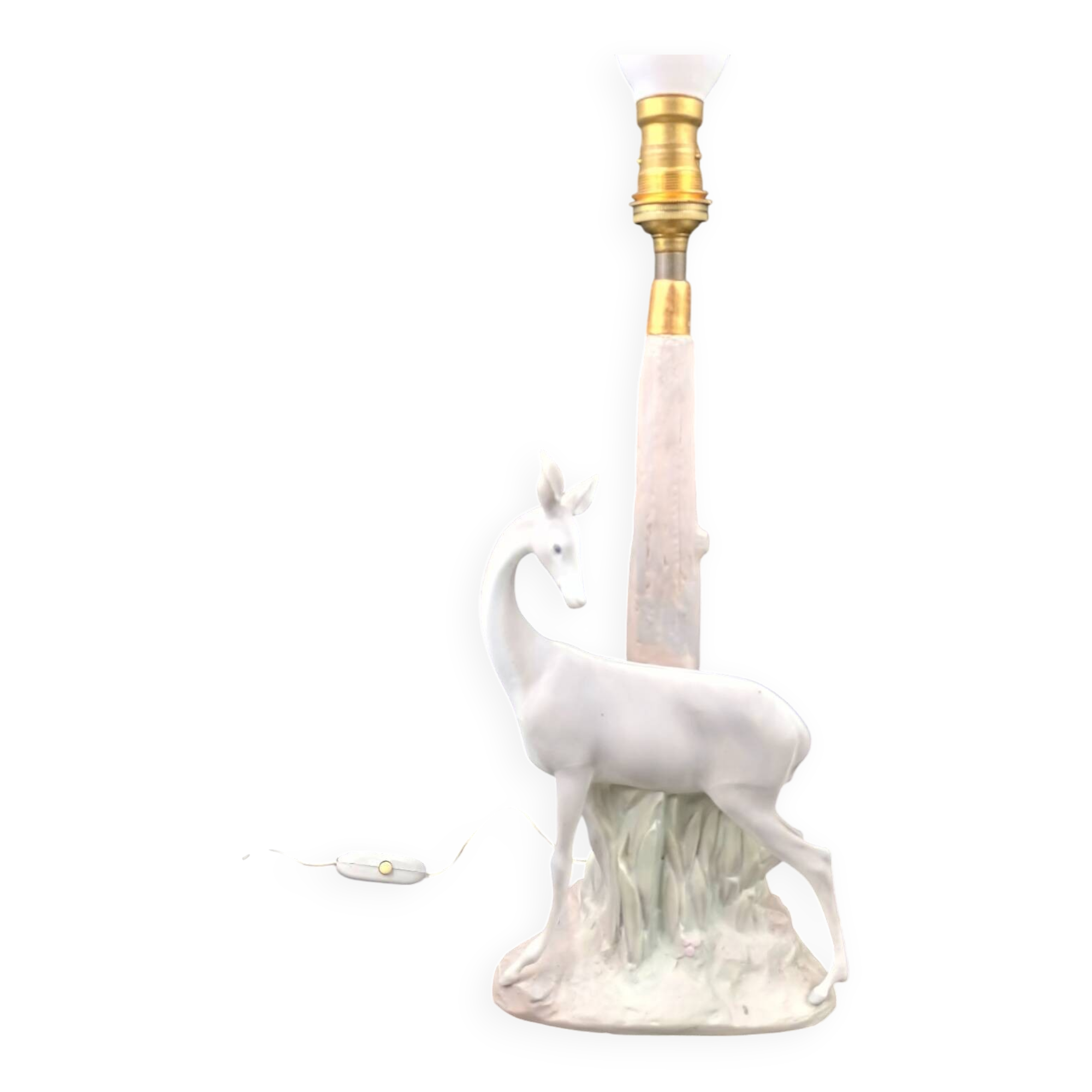 VERY RARE Biche LLADRO Spain Porcelain Table Lamp circa 1970