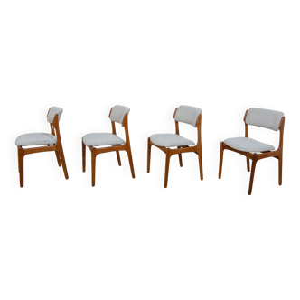 Mid Century Teak Model 49 Dining Chairs by Erik Buch for Odense Maskinsnedkeri, 1960s, Set of 4
