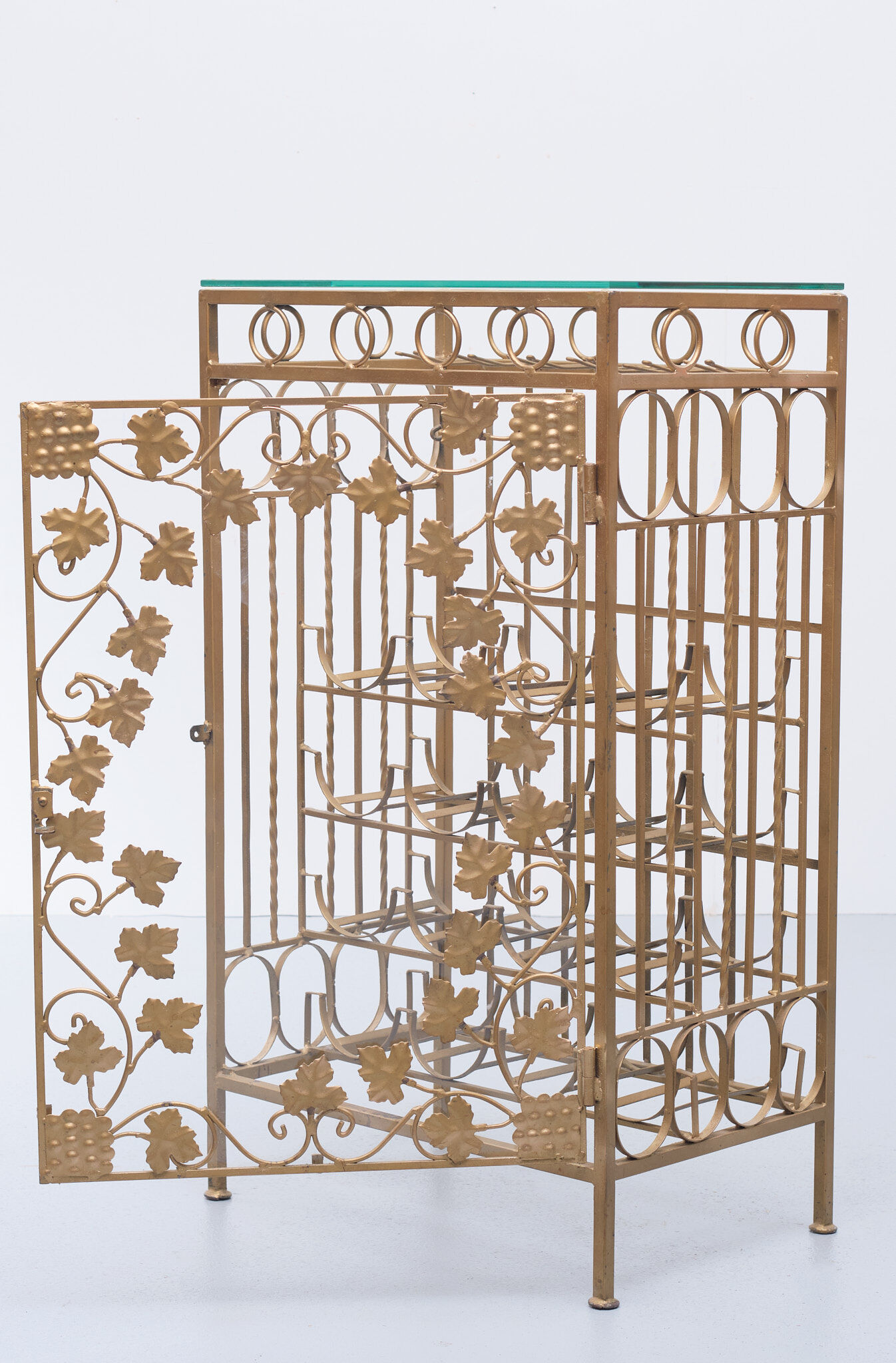 Gold metal wine rack or cocktail bar, 1950s, italy