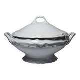 White fine porcelain soup tureen/vegetable dish from Limoges attributed to Barnardaud, vintage.