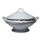 White fine porcelain soup tureen/vegetable dish from Limoges attributed to Barnardaud, vintage.